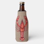 Louisiana Cajun Crawfish Faux Burlap Bottle Cooler at Zazzle