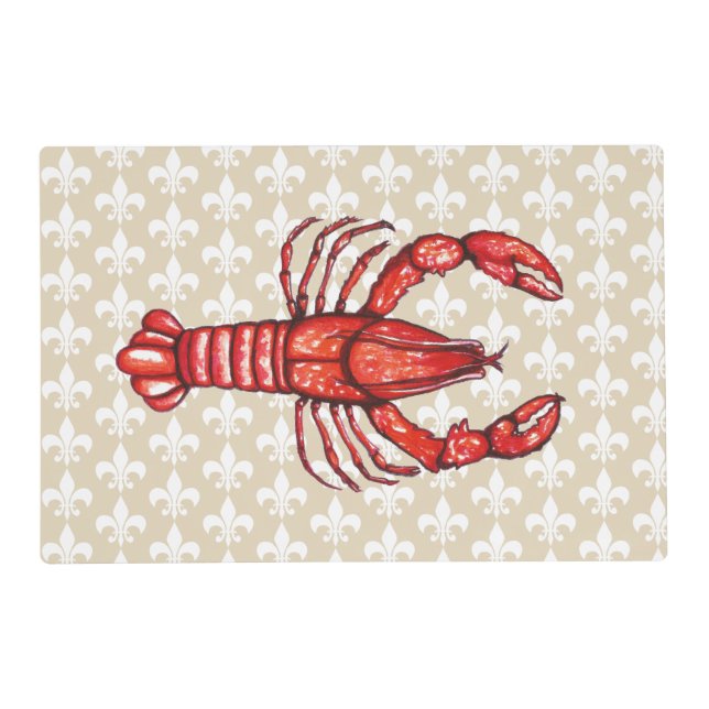 Louisiana Cajun Crawfish & Fleur De Lis Placemat (Front)