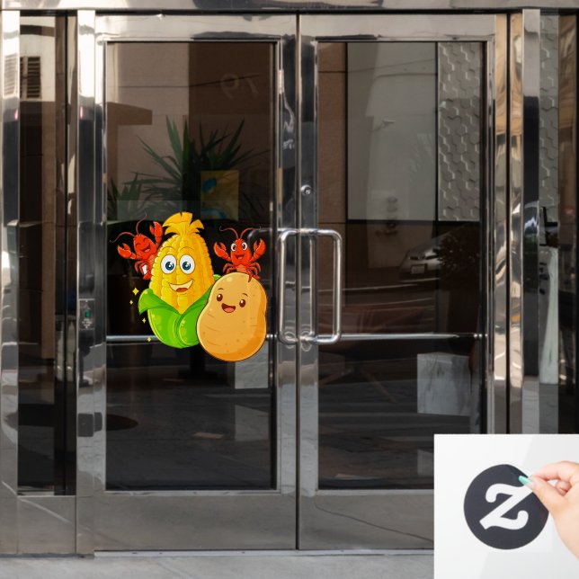 Louisiana Cajun Crawfish Potato Corn On The Cob  Window Cling (Office Door)