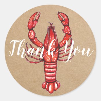 Louisiana Cajun Crawfish Thank You Classic Round Sticker by GrudaHomeDecor at Zazzle