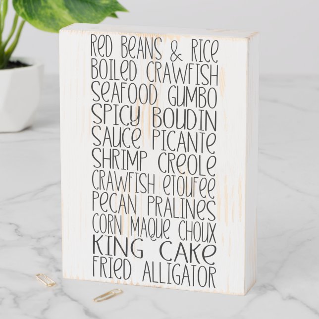 Louisiana Cajun Food Cajun Kitchen Wooden Box Sign (In Situ Vertical)