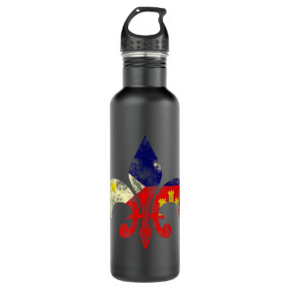 Louisiana Cajun Proud Acadiana Flag Distressed Fle Stainless Steel Water Bottle