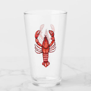 Louisiana Cajun Watercolor Crawfish Glass