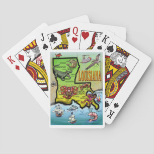 Louisiana Cartoon Map Poker Cards