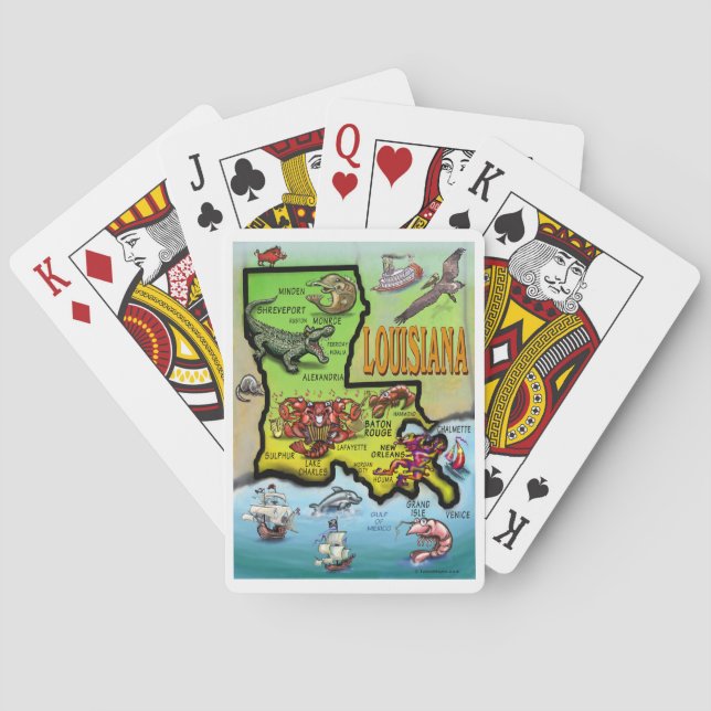 Louisiana Cartoon Map Poker Cards (Back)