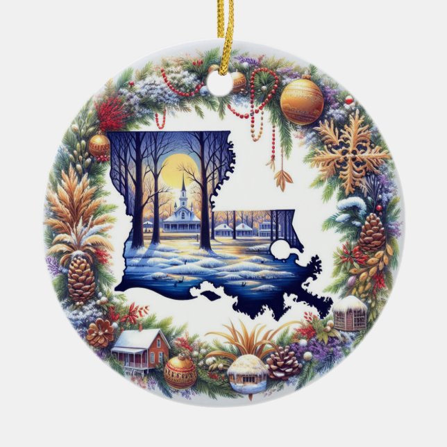 Louisiana Christmas  Ceramic Ornament (Front)
