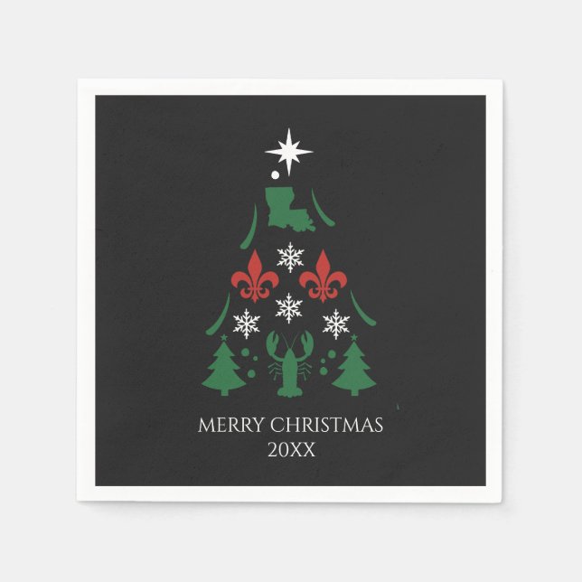 Louisiana Christmas Holiday Cajun  Napkins (Front)
