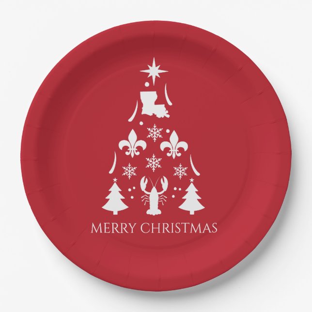 Louisiana Christmas Holiday Cajun  Paper Plates (Front)