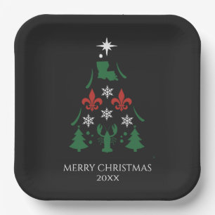 Louisiana Christmas Holiday Cajun Paper Plates