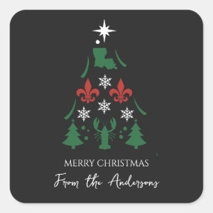 Louisiana Christmas Holiday Cajun  Square Sticker