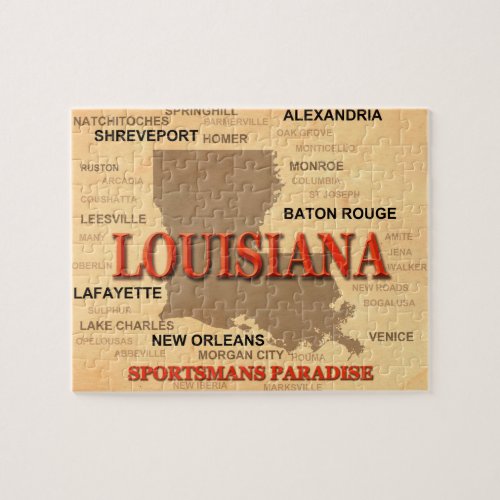 Louisiana City and Towns State Pride Map Jigsaw Puzzle