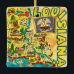 Louisiana Colorful Map Ceramic Ornament<br><div class="desc">A colorful vintage map postcard from Louisiana repurposed!  You can reposition the illustration on the back,  delete it and add your own custom message or simply purchase it as is.</div>