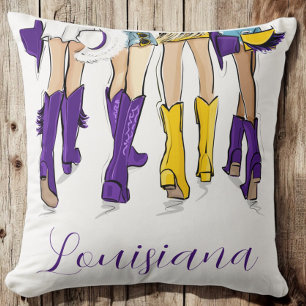 Louisiana Cowgirl Purple Yellow Throw Pillow