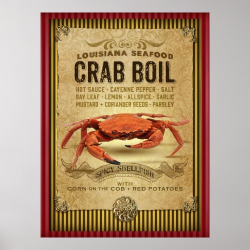 Louisiana Crab Boil New Orleans Cajun Poster