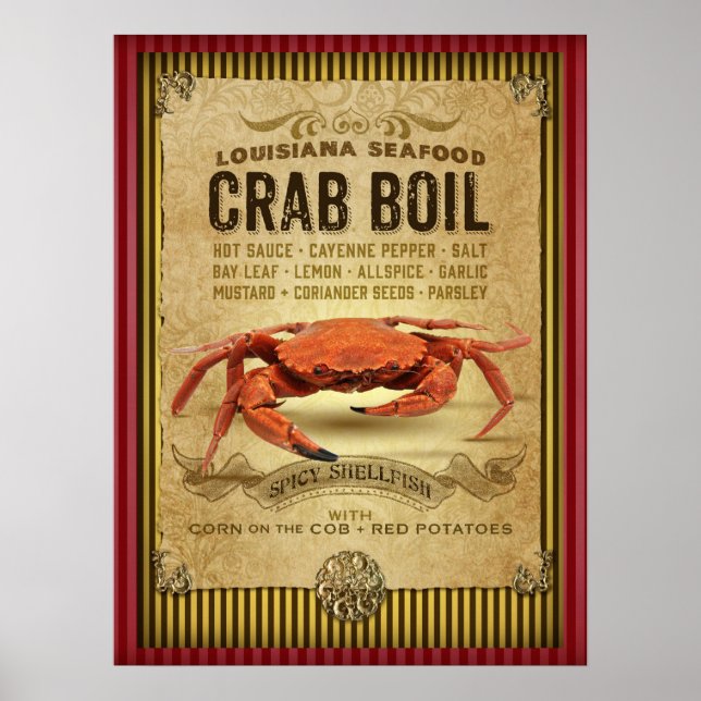 Louisiana Crab Boil New Orleans Cajun Poster (Front)