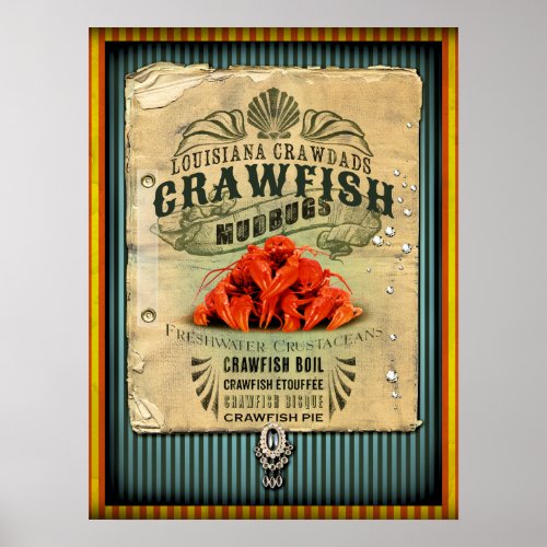 Louisiana Crawfish 2 New Orleans Cajun Poster