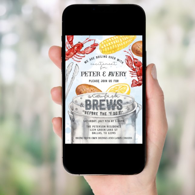Louisiana Crawfish Seafood Boil Engagement Party Invitation (Front Digital)