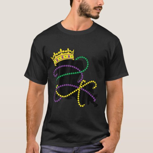 Louisiana Crown Bead King Queen Mardi Gras Purple T_Shirt