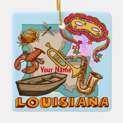 Louisiana custom name hat ceramic ornament