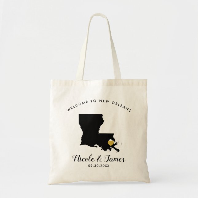Louisiana Destination Wedding Welcome Bag Tote (Front)