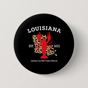 Louisiana Est. 1812 Crawfish Leopard New Orleans M Button