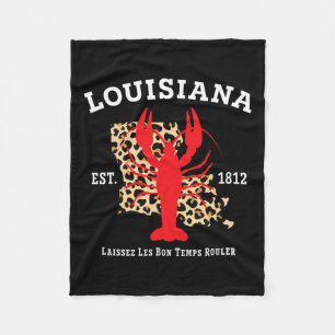 Louisiana Est. 1812 Crawfish Leopard New Orleans M Fleece Blanket