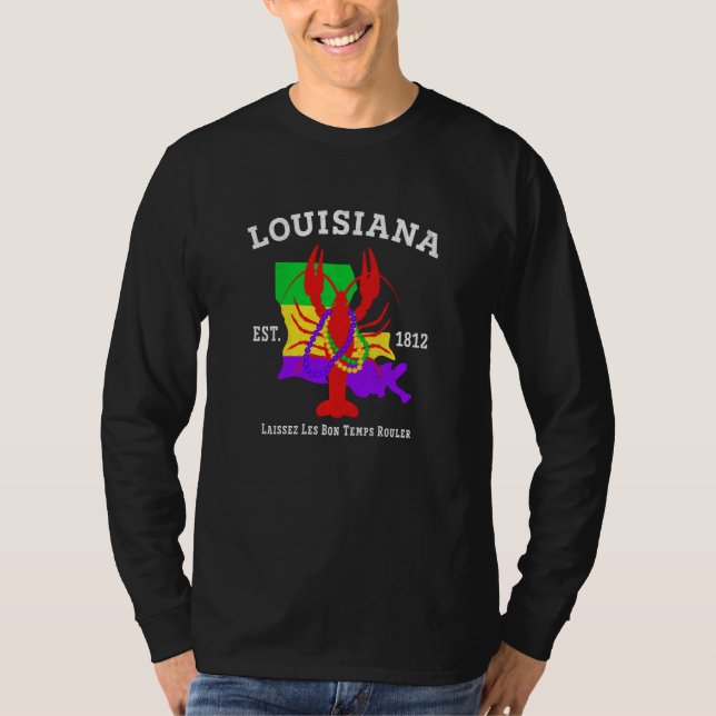 Louisiana Est 1812 Crawfish New Orleans Mardi Gras T-Shirt (Front)