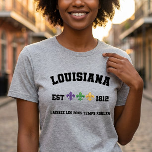 Louisiana Est 1812 Mardi Gras Fleur-de-lis Tri-Blend Shirt