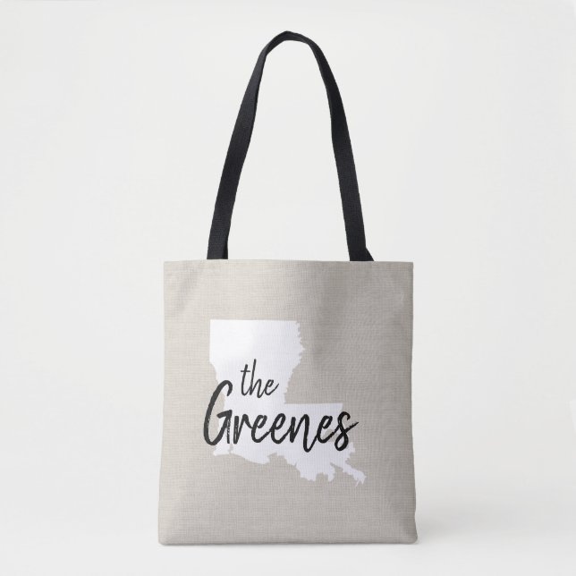Louisiana Family Monogram State Tote Bag (Front)