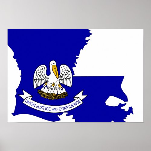 Louisiana Flag Map Poster