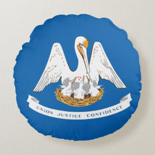 Louisiana flag round pillow