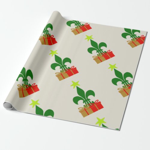 Louisiana Fleur De Lis Cajun Christmas Tree  Gift Wrapping Paper