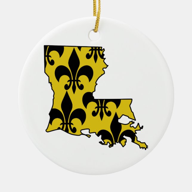 Louisiana Fleur de Lis Ceramic Ornament (Front)