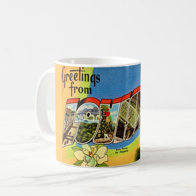  Louisiana Greetings Postcard Coffee Mug (Front Left)
