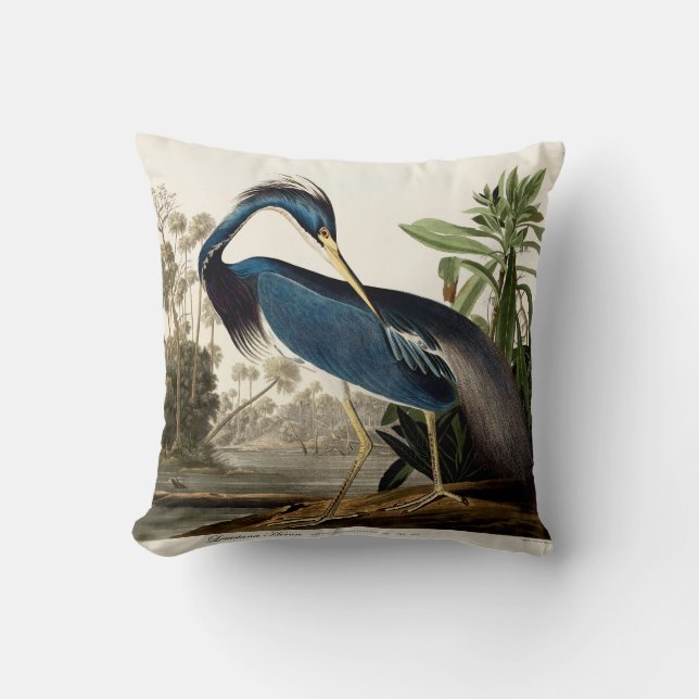 Louisiana Heron, 1834, From the Birds of America Throw Pillow (Front)
