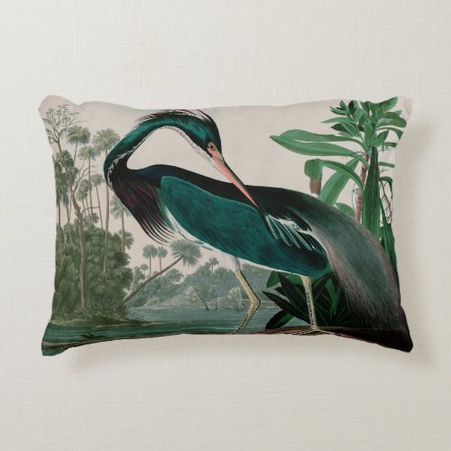 Louisiana Heron Birds of America Audubon Print Accent Pillow