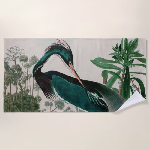 Louisiana Heron Birds of America Audubon Print Beach Towel