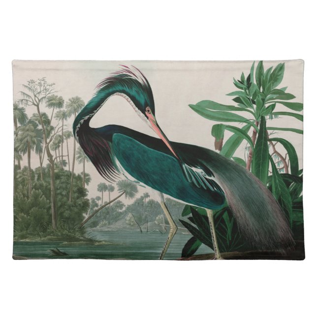 Louisiana Heron Birds of America Audubon Print Cloth Placemat (Front)