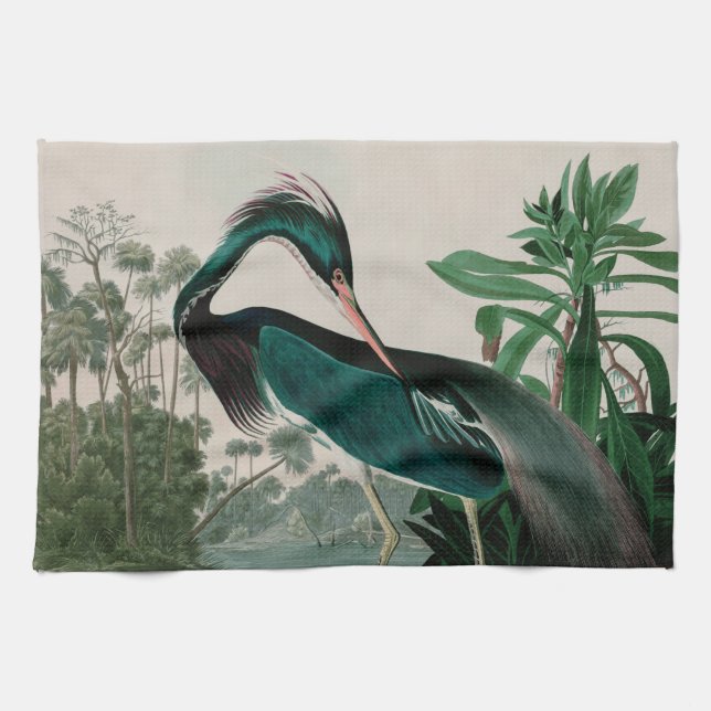 Louisiana Heron Birds of America Audubon Print Kitchen Towel (Horizontal)