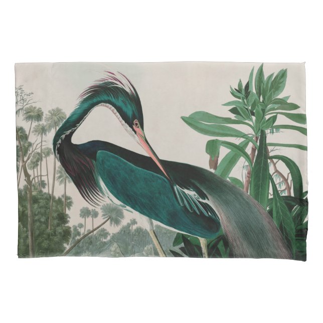 Louisiana Heron Birds of America Audubon Print Pillow Case (Front)