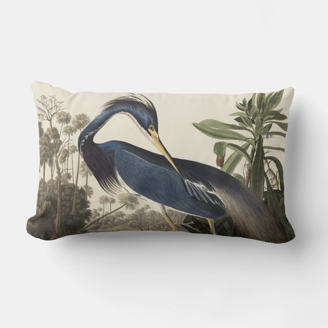 Louisiana Heron from Birds of America Lumbar Pillow (Front)