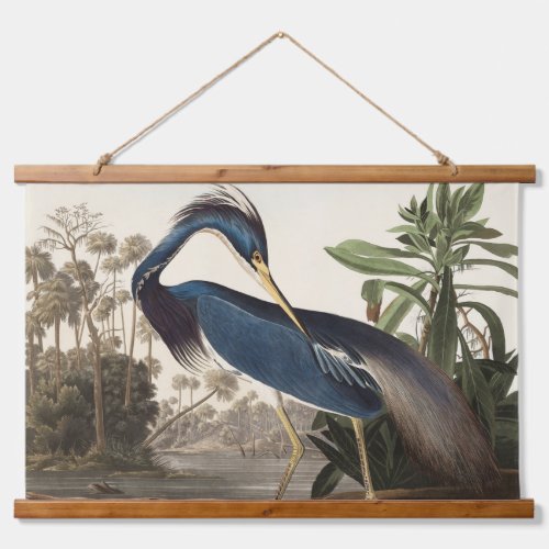 Louisiana Heron Wood Topped Tapestry Vintage Print