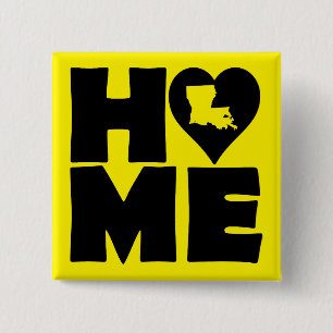 Louisiana Home Heart State Button Badge Pin