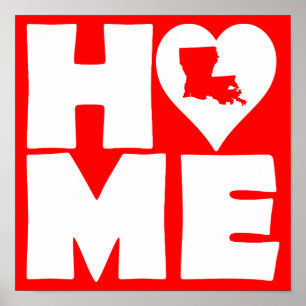 Louisiana Home Heart State Poster Sign