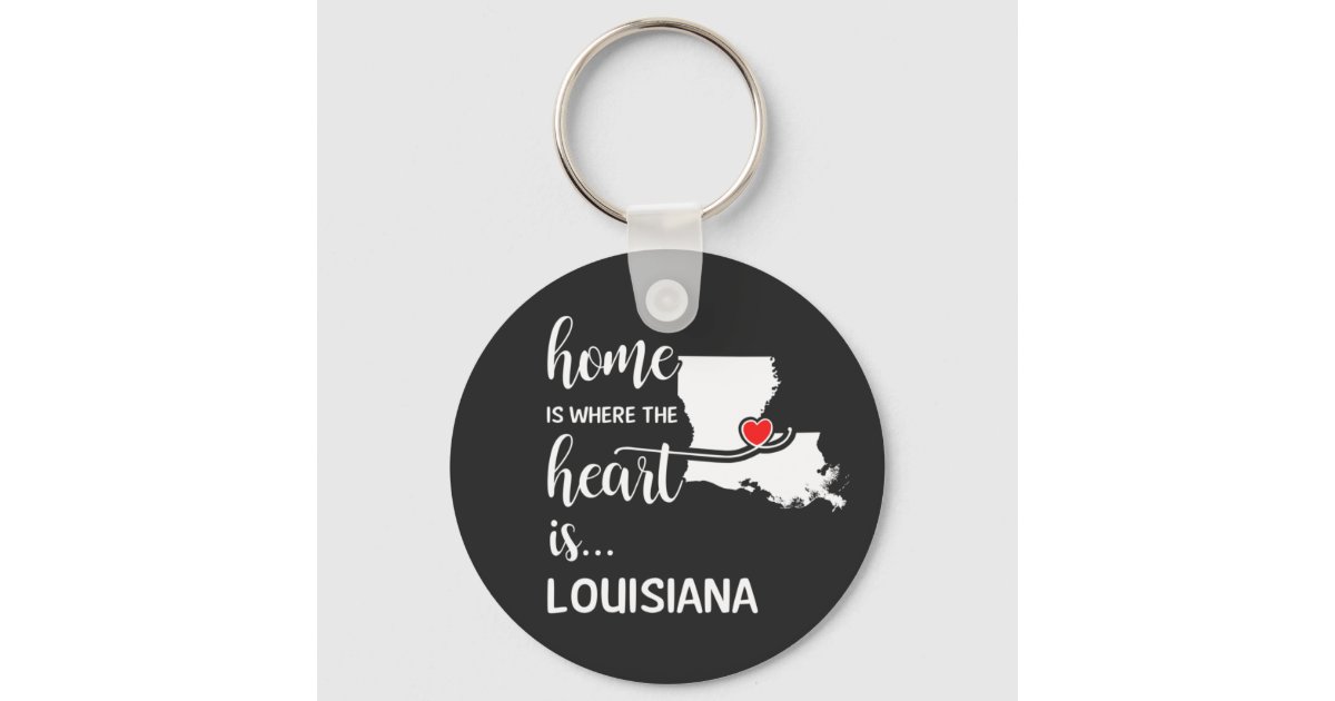 Louisiana Home Is Where Your Heart Is Silver Charm Keychain Gift Of Love