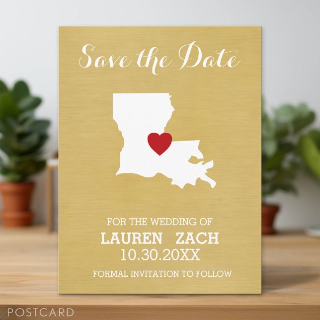 Louisiana Home State Map - Wedding Save the Date Announcement Postcard (Save the Date Postcard)