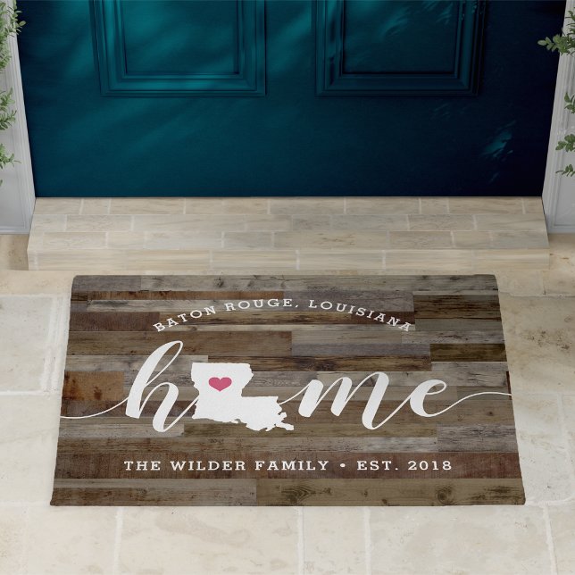 Louisiana Home State Personalized Wood Look Doormat (Creator Uploaded)