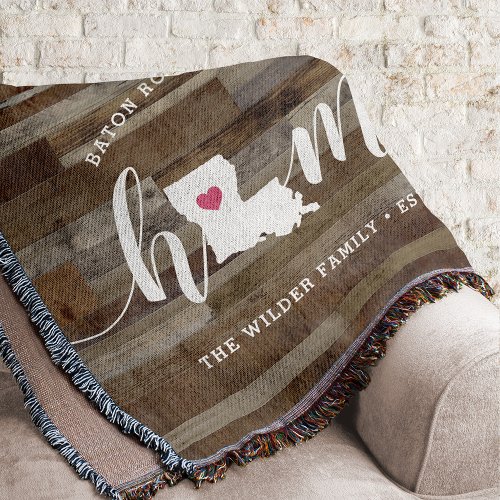 Louisiana Home State Personalized Wood Look Throw Blanket
