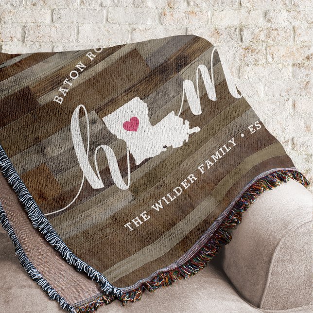 Louisiana Home State Personalized Wood Look Throw Blanket (Creator Uploaded)