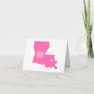 Louisiana Hot Pink White Vine Monogram DIY BG Sv Thank You Card